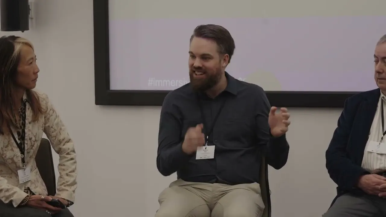 Video thumbnail for the 'XR Cybersecurity Challenges' panel at Immersive Innovation 2025 XR Unlocked in Leeds, UK.
